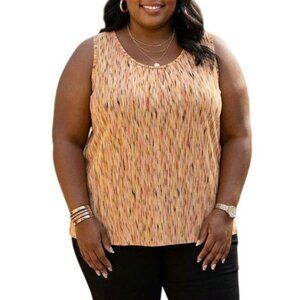JMS Easy Dressing Plus Size 2X Top Sunset Print Flowy Lightweight Sleeveless